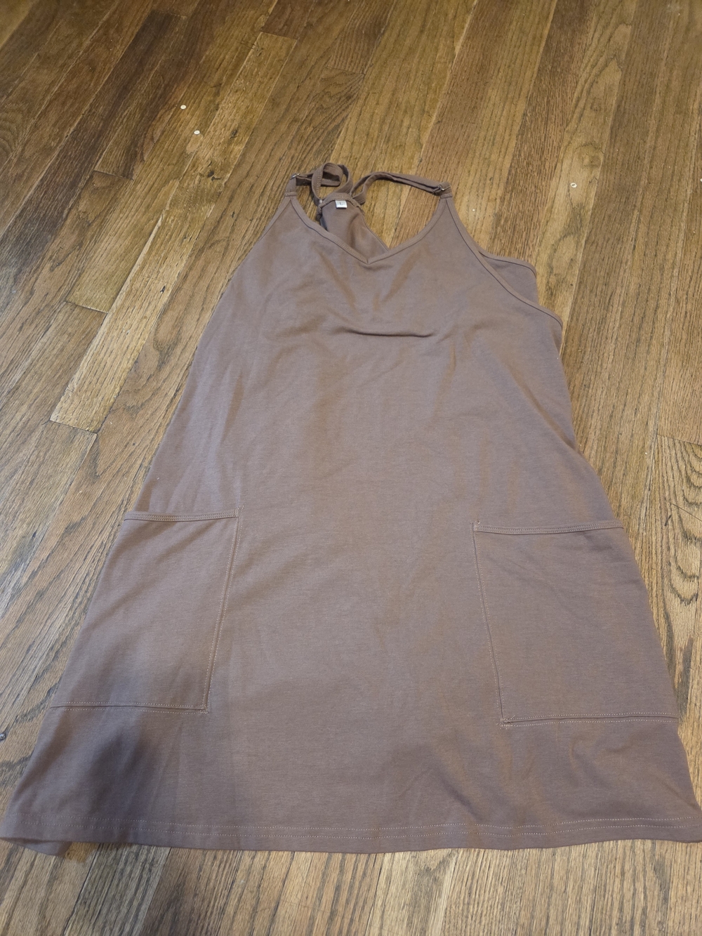 Brown Sleeveless Pocket Dress
